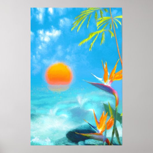 BEACH SUNSET Birds of Paradise Poster (Voorkant)
