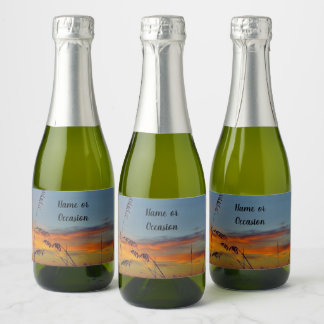 Beach Sunset Bottle Label Sparkling Wijnetiket