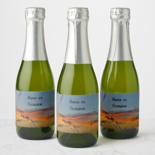 Beach Sunset Bottle Label Sparkling Wijnetiket (Flessen)