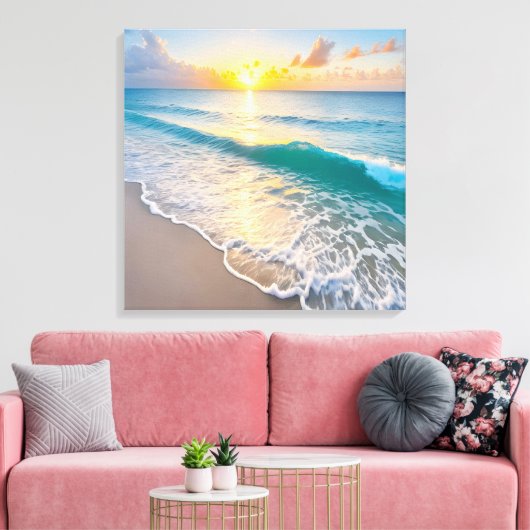 Beach Sunset Canvas Afdruk (Insitu (Woonkamer))