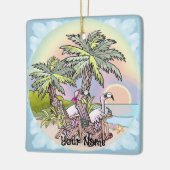 Beach Sunset Flamingo Keramisch Ornament (Links)
