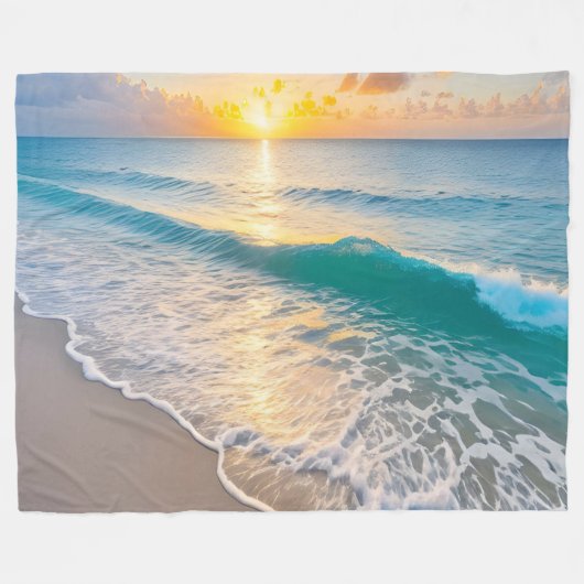 Beach Sunset Fleece Deken (Voorkant (Horizontaal))