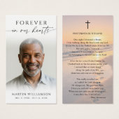 Beach Sunset Footprints Poem Sympathy Prayer Card (Devant & derrière)