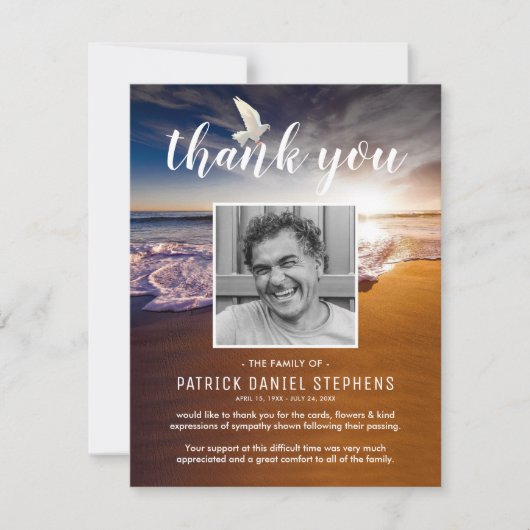 Beach Sunset Funeral Bedankkaart (Voorkant)