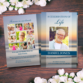Beach Sunset Funeral Programme Sjabloon voor Man