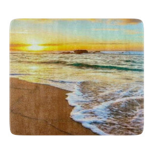 Beach Sunset Glass Snijplank
