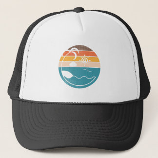 Beach  Sunset Halftone Summer Trucker Pet