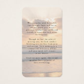 Beach Sunset In Loving Memory Photo Prayer Card Visitekaartje (Achterkant)