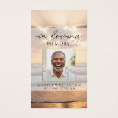Beach Sunset In Loving Memory Photo Prayer Card Visitekaartje (Voorkant)