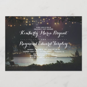 Beach Sunset Lights Tropische verlovingsfeest Kaart