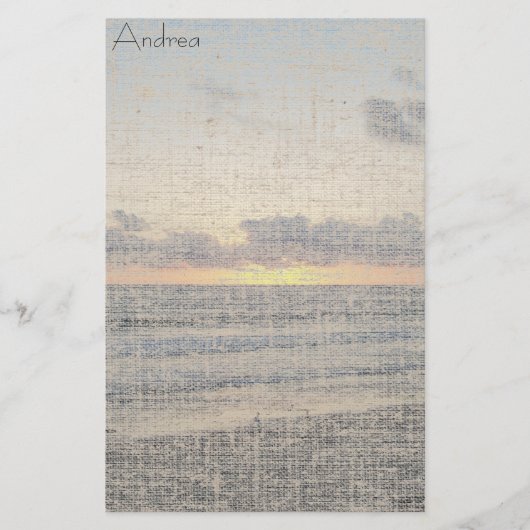 Beach Sunset Linen Stationery Briefpapier (Voorkant)