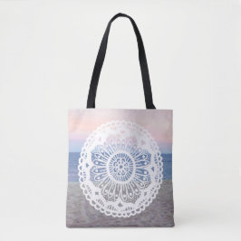Beach Sunset Mandala Tote Bag