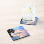 Beach Sunset oceanische zandpalmboom Maldiven Miam Bier Onderzetter (Rechterzijde)