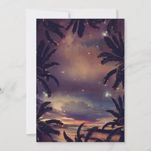  Beach Sunset Palm Lights repetitie diner Kaart (Achterkant)