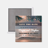 Beach Sunset Palm String Lights Sla de datum op Magneet (Voorkant / Achterkant)