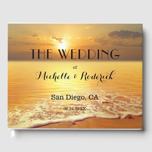 Beach Sunset Personalized Photo Weddenschap Book Gastenboek (Voorkant)