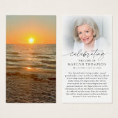 Beach Sunset Photo Celebration of Life Prayer Card (Devant & derrière)
