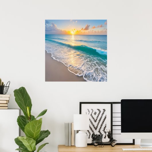 Beach Sunset Poster (Thuiskantoor)