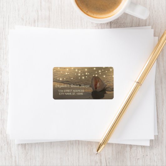 Beach Sunset Seashell String Lights Label (Insitu)