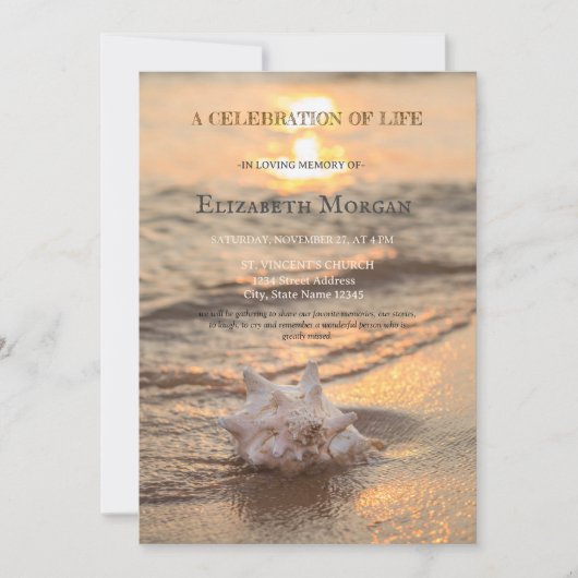 Beach Sunset Seashell Viering van het leven Kaart (Voorkant)