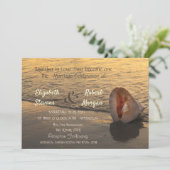 Beach Sunset Seashell Wedding Kaart (Staand voorkant)