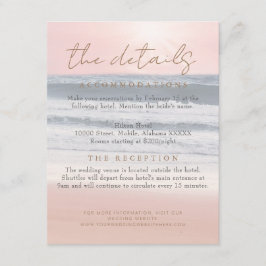 Beach Sunset Seaside/Oceanside Wedding Details Informatiekaartje
