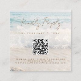 Beach Sunset Seaside Wedding Scan Code RSVP Informatiekaartje