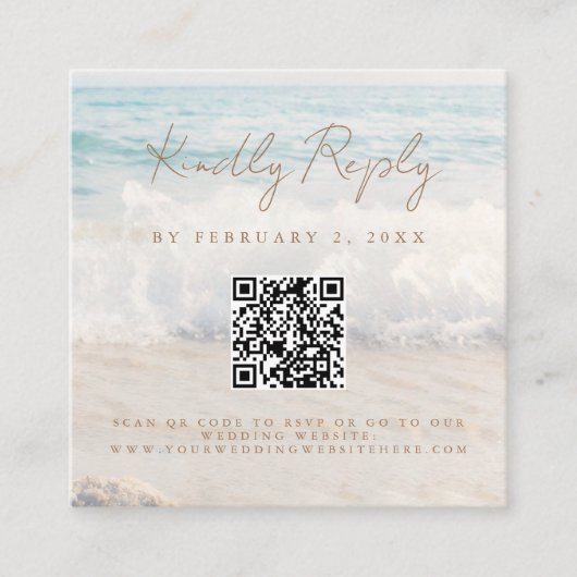 Beach Sunset Seaside Wedding Scan Code RSVP Informatiekaartje (Voorkant)