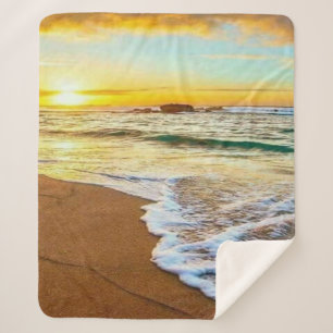 Beach Sunset Sherpa Deken