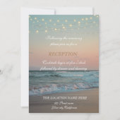 Beach Sunset, String Lights Script Reception Kaart (Voorkant)