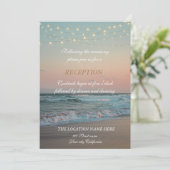 Beach Sunset, String Lights Script Reception Kaart (Staand voorkant)