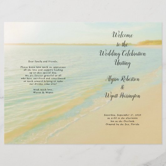 Beach Sunset Sunrise Programme de mariage plié (Devant)