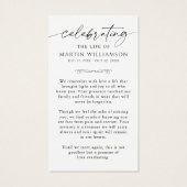 Beach Sunset Sympathy Funeral Prayer Card Visitekaartje (Achterkant)