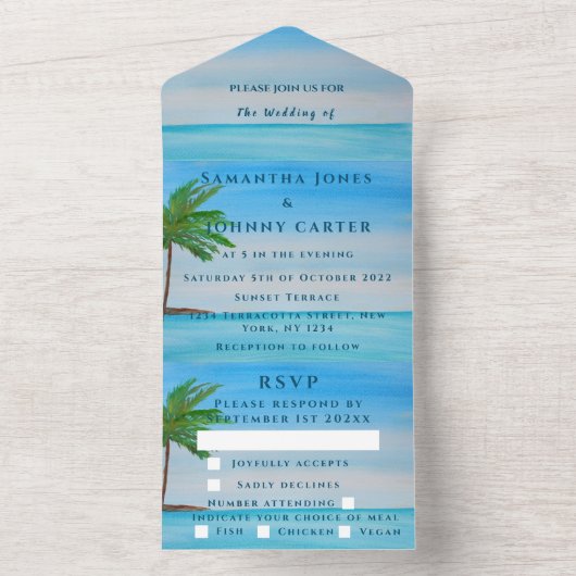 Beach Sunset Tropical Destination Hawaii Summer All In One Uitnodiging (Binnen)