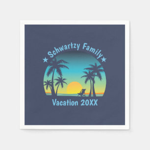 Beach Sunset Vacation Oranje-blauw lounger Servet