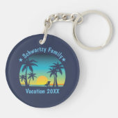 Beach Sunset Vacation Oranje-blauw lounger Sleutelhanger (Achterkant)