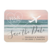 Beach Sunset Vliegtuig Trail Monogram Save the Dat Magneet (Horizontaal)