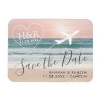 Beach Sunset Vliegtuig Trail Monogram Save the Dat