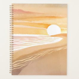 Beach Sunset Watercolor | Beautiful Yellow Ocean Planner