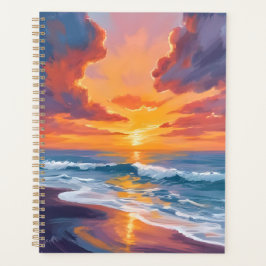 Beach Sunset Watercolor Ocean Painting Planner
