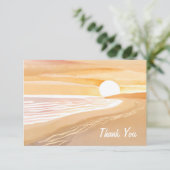 Beach Sunset Waterverf | Mooi geel Bedankkaart (Staand voorkant)