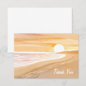 Beach Sunset Waterverf | Mooi geel Bedankkaart (Voorkant / Achterkant)