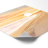 Beach Sunset Waterverf | Mooi geel Poster (Hoek)