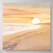 Beach Sunset Waterverf | Mooi geel Poster (Voorkant)