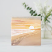 Beach Sunset Waterverf | Mooie gele Kaart (Staand voorkant)