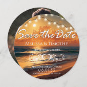 Beach Sunset Weddenschap Save the Date (Voorkant / Achterkant)