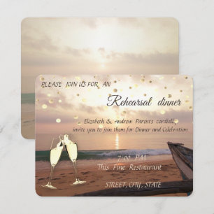 Beach Sunset Wedding, Glasses Rehearsal Dinner Car Kaart