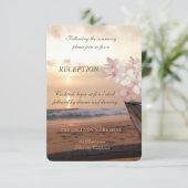 Beach Sunset Wedding, Plumeria Reception Kaart (Staand voorkant)