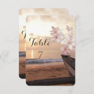 Beach Sunset Wedding, Plumeria Table Kaart