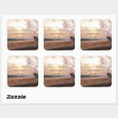Beach Sunset Wedding, Plumeria Vierkante Sticker (Vel)